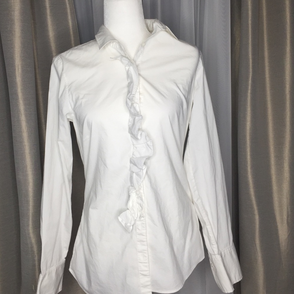 SOLD***Banana Republic Riley Ruffle Button Down